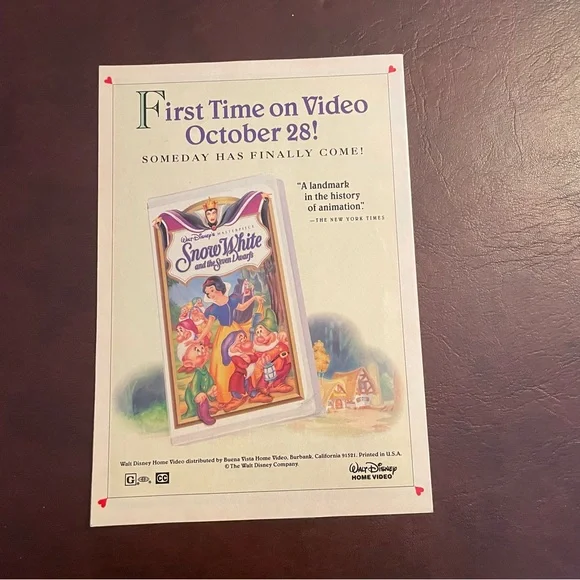 Snow White and the Seven Dwarfs -FactorySealedVHS Disney Masterpiece Collection - Picture 2 of 5